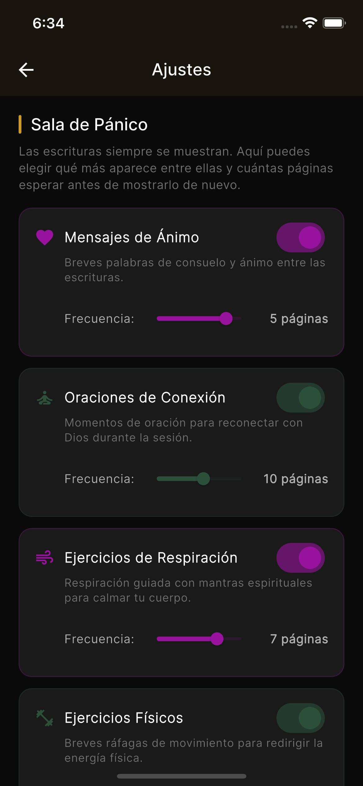 Customization screen